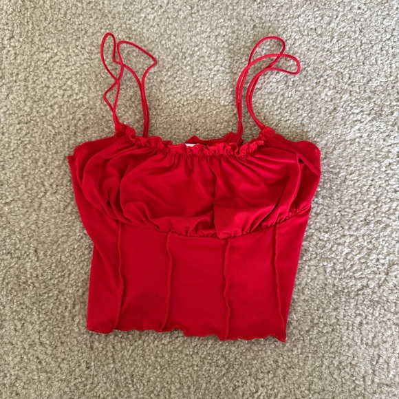Princess Polly Red Ruched Crop Top - Picture 1 of 1